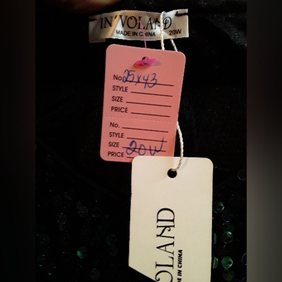 NWT  IN' VOLAND 20W green black long sleeve sequin dress women's - Picture 6 of 7